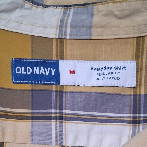 EUC Old Navy Everyday Shirt  Sz. M Yellow/Blue Casual Button Down Shirt - Picture 9 of 11